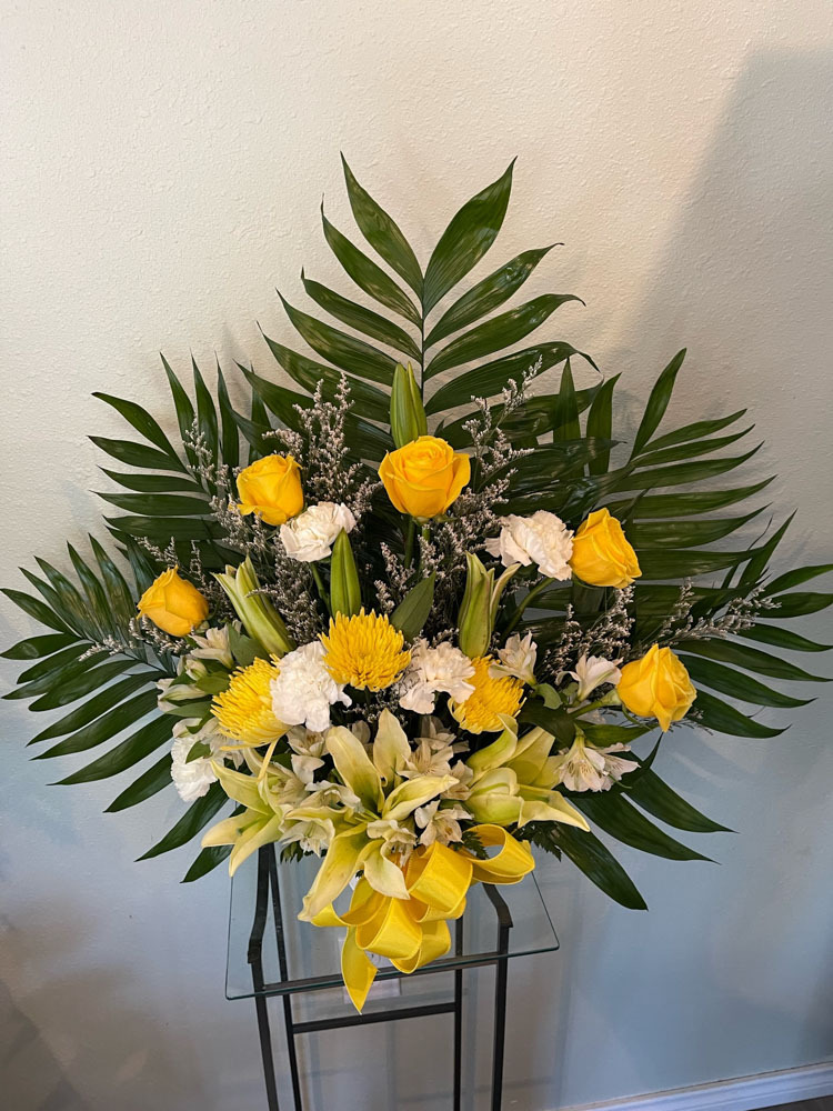 Real pressed flower wall hanging, yellow equinox bouquet